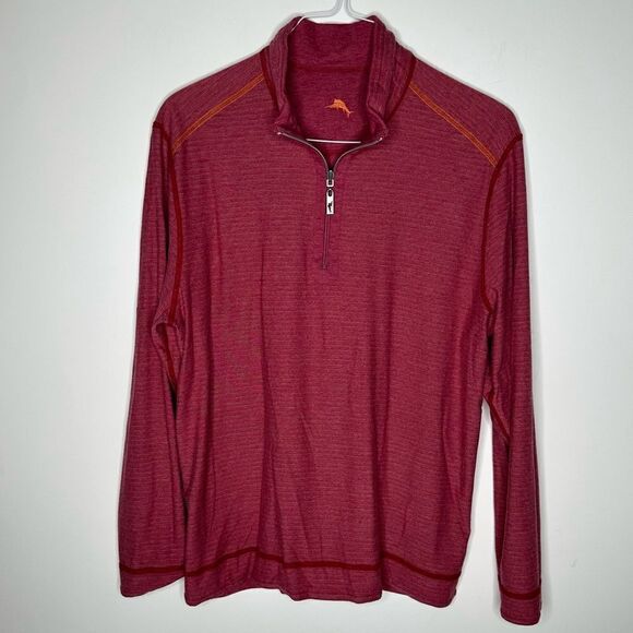 Tommy‎ Bahama Small Crimson Reversible 1/4 Zip Top Size Small - Picture 9 of 10